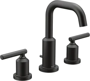 Moen T6142BL Gibson Two Handle 8-Inch Widespread High Arc Modern Bathroom Sink Faucet Valve Required, Trim Only, Matte Black