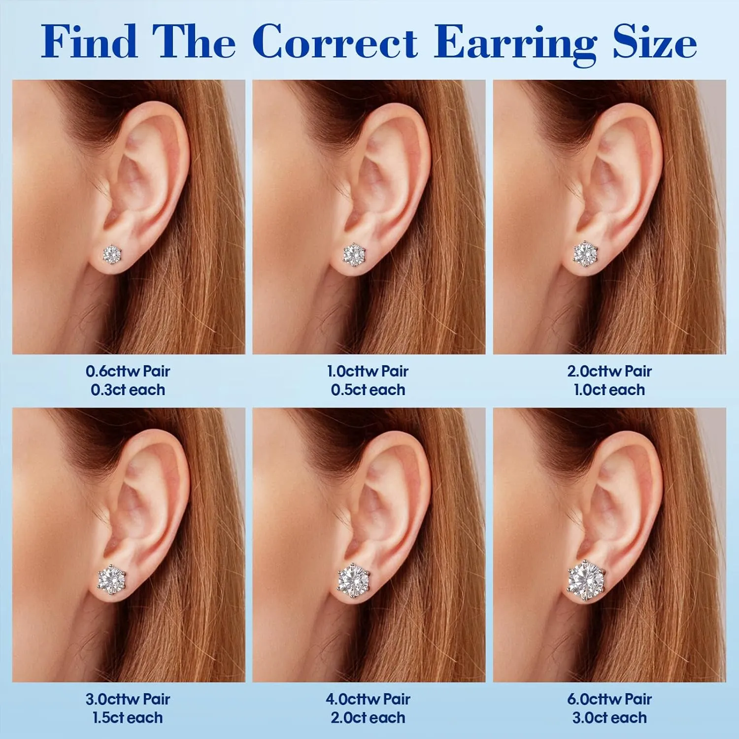 Moissanite Stud Earrings, C6P D Color Ideal Cut 925 Sterling Silver Earrings for Women with Certificate of Authenticity