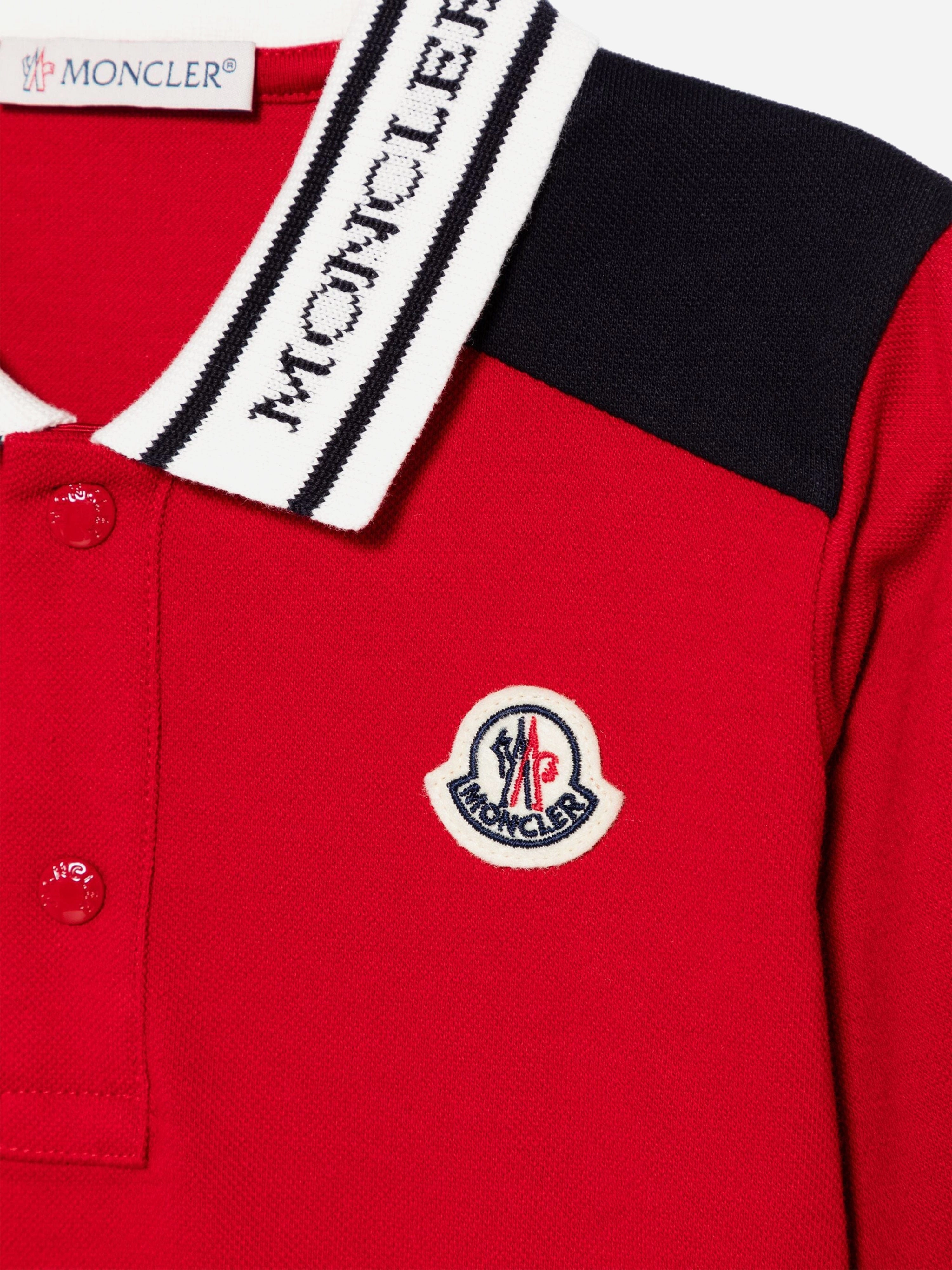 Moncler Enfant Baby Boys Long Sleeve Polo Shirt in Red