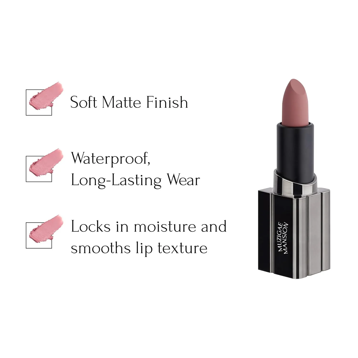 Moodwear Blur Lip Stick – Soft Blurring Tint, Long-Lasting Hydrating, Waterproof K-Beauty – MLBB & Bold Red Shades (Sleek Metallic Design) (Soft Matte Blurring Effect) (005 BABE)