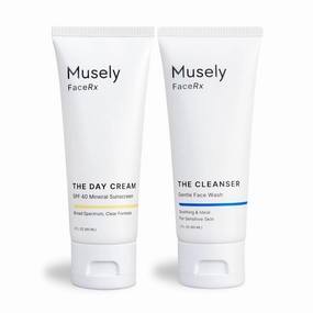 Musely Cleanser and Day Cream Mineral SPF 40, Clinical Grade Sunscreen, Broad-Spectrum, Water Resistant, 2 Fl Oz, Clear Color, 2x Bundle
