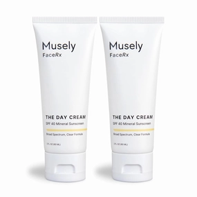 Musely Day Cream Mineral SPF 40, Clinical Grade Sunscreen, Broad-Spectrum, Water Resistant, 2 Fl Oz, Clear Color, 2x Bundle