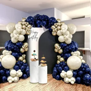 Navy Blue Balloon Garland Double Stuffed Pearl White Royal Blue Balloons Dark Navy Gold Balloon Arch Kit for Birthday Party Baby Shower Wedding Graduation Bridal Shower Decoration