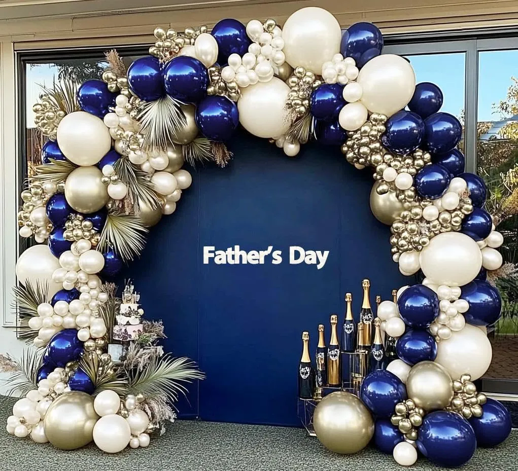 Navy Blue Balloon Garland Double Stuffed Pearl White Royal Blue Balloons Dark Navy Gold Balloon Arch Kit for Birthday Party Baby Shower Wedding Graduation Bridal Shower Decoration
