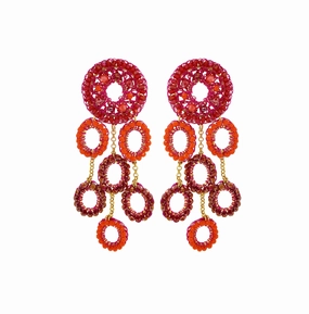 Neon Fuchsia Mix Moira Chandelier Handmade Earrings