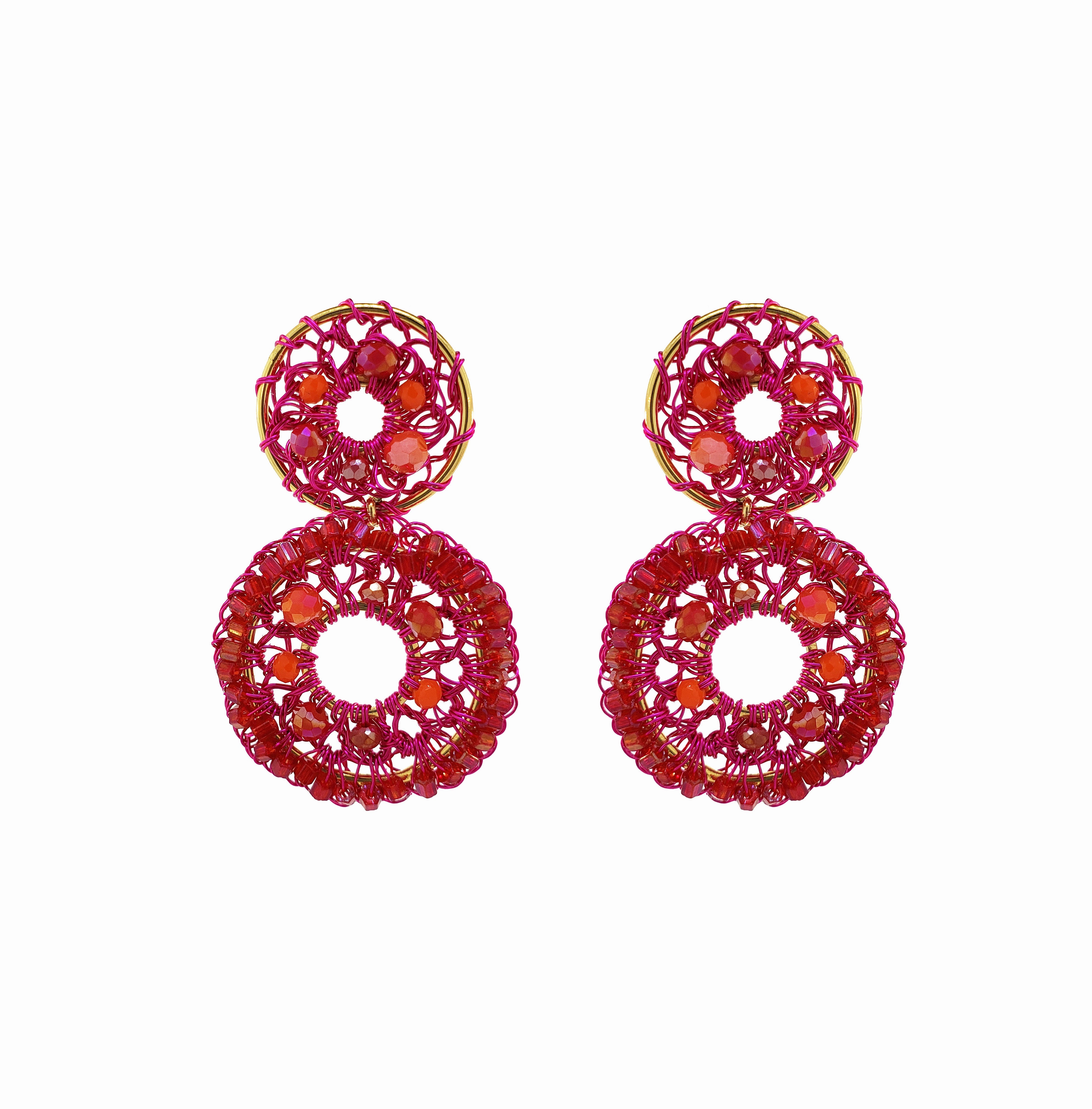 Neon Fuchsia Mix Moira Handmade Earrings