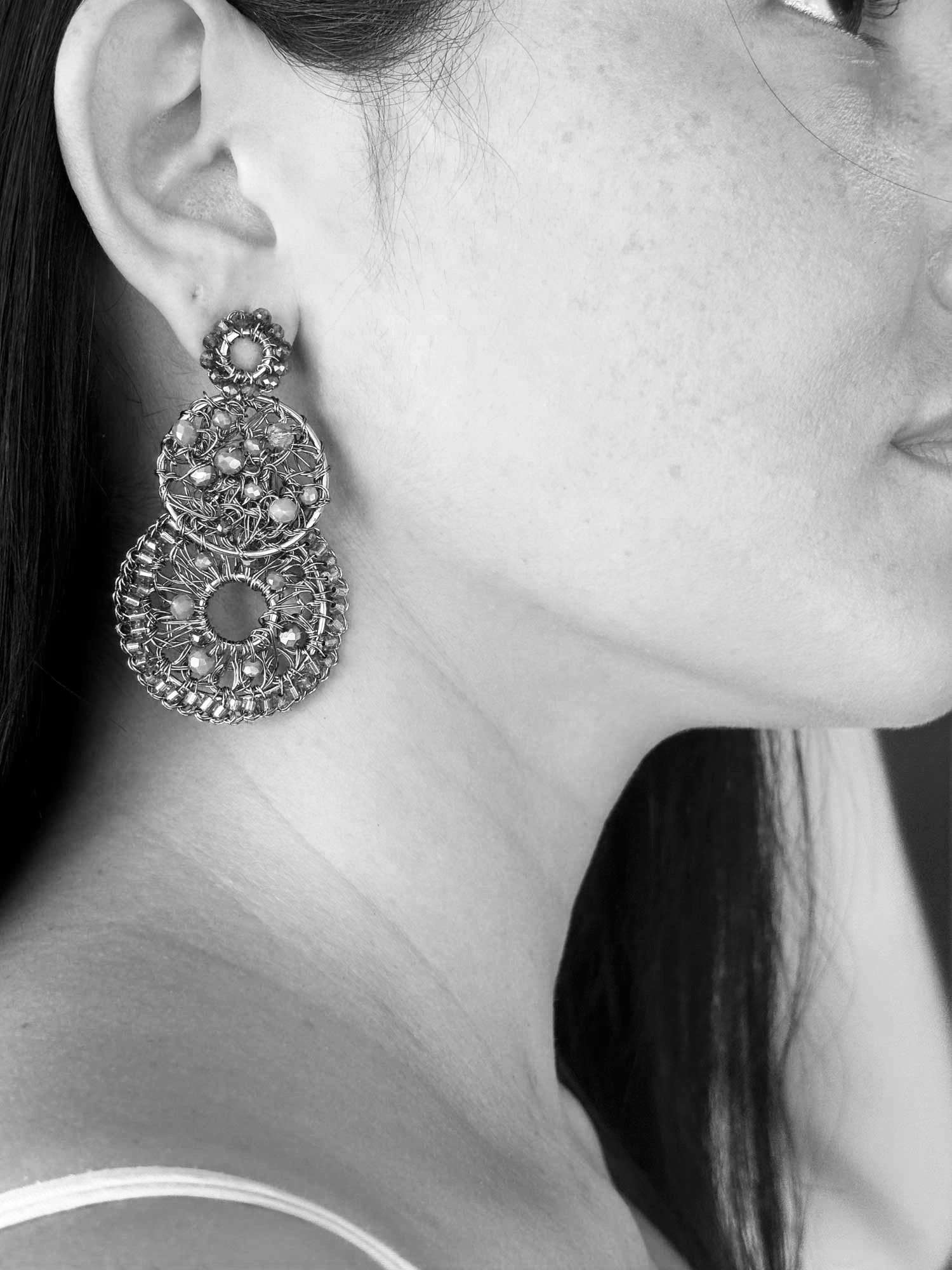 Neon Fuchsia Mix Moira Trio Handmade Earrings