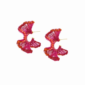 Neon Fuchsia Mix Rio Hoops Handmade Crochet Earrings
