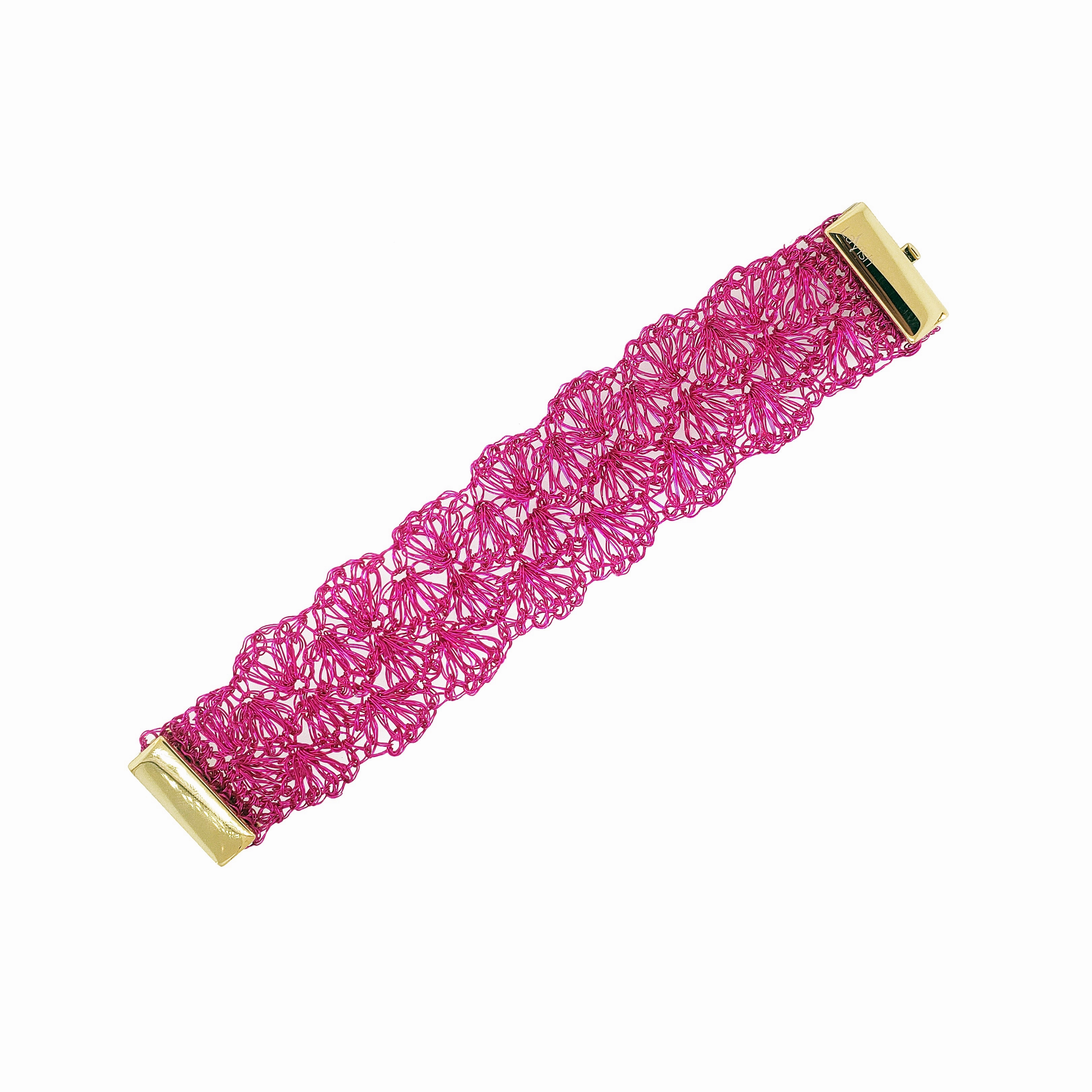 Neon Fuchsia Shells Handmade Crochet Bracelet