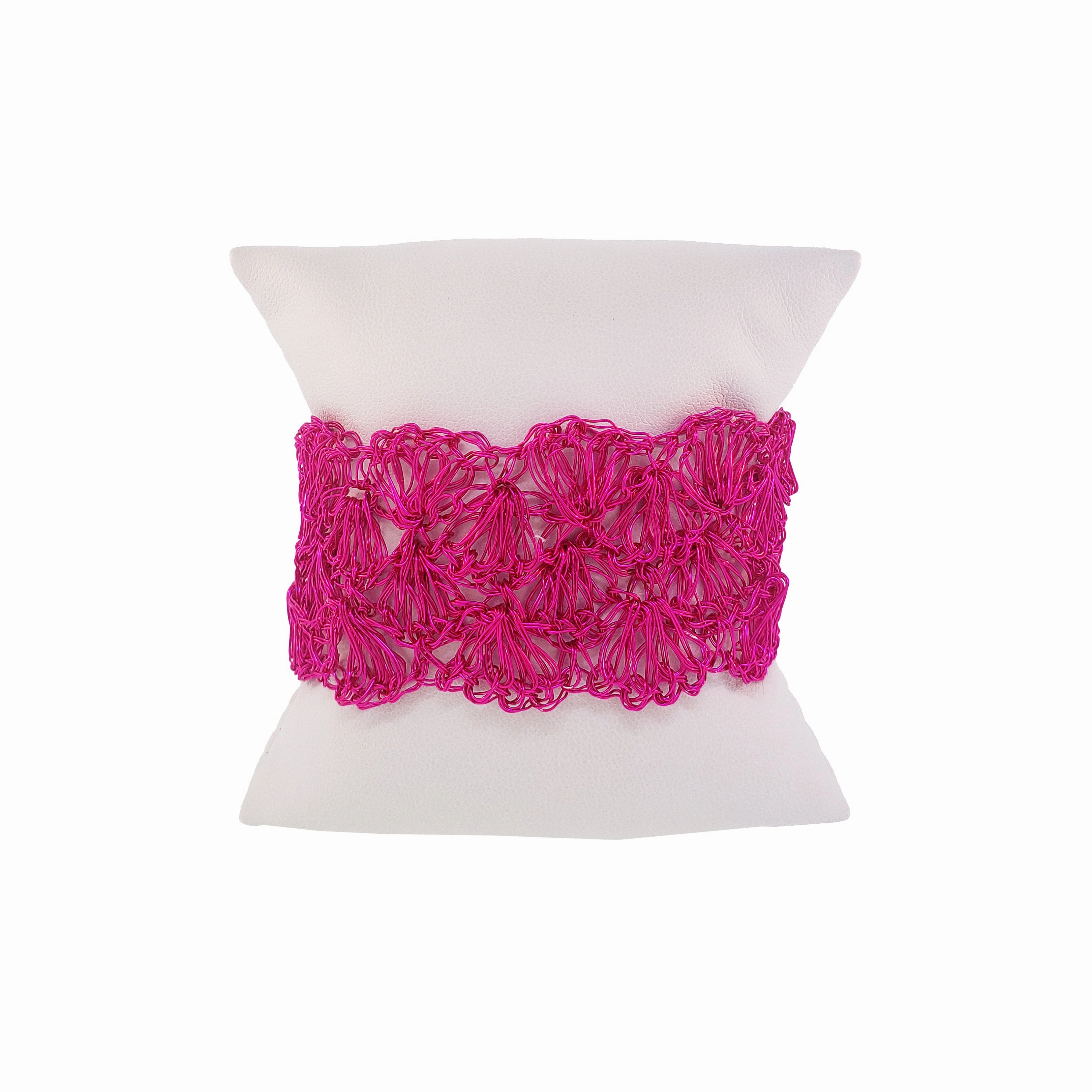 Neon Fuchsia Shells Handmade Crochet Bracelet