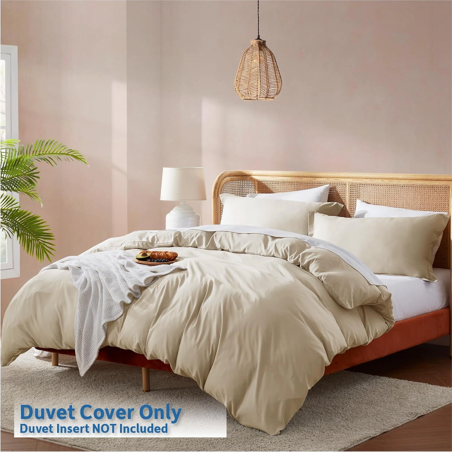 Nestl Beige Cream Duvet Cover Full Size - Soft Double Brushed Full Size Duvet Cover Set, 3 Piece, with Button Closure, 1 Duvet Cover 80x90 inches and 2 Pillow Shams
