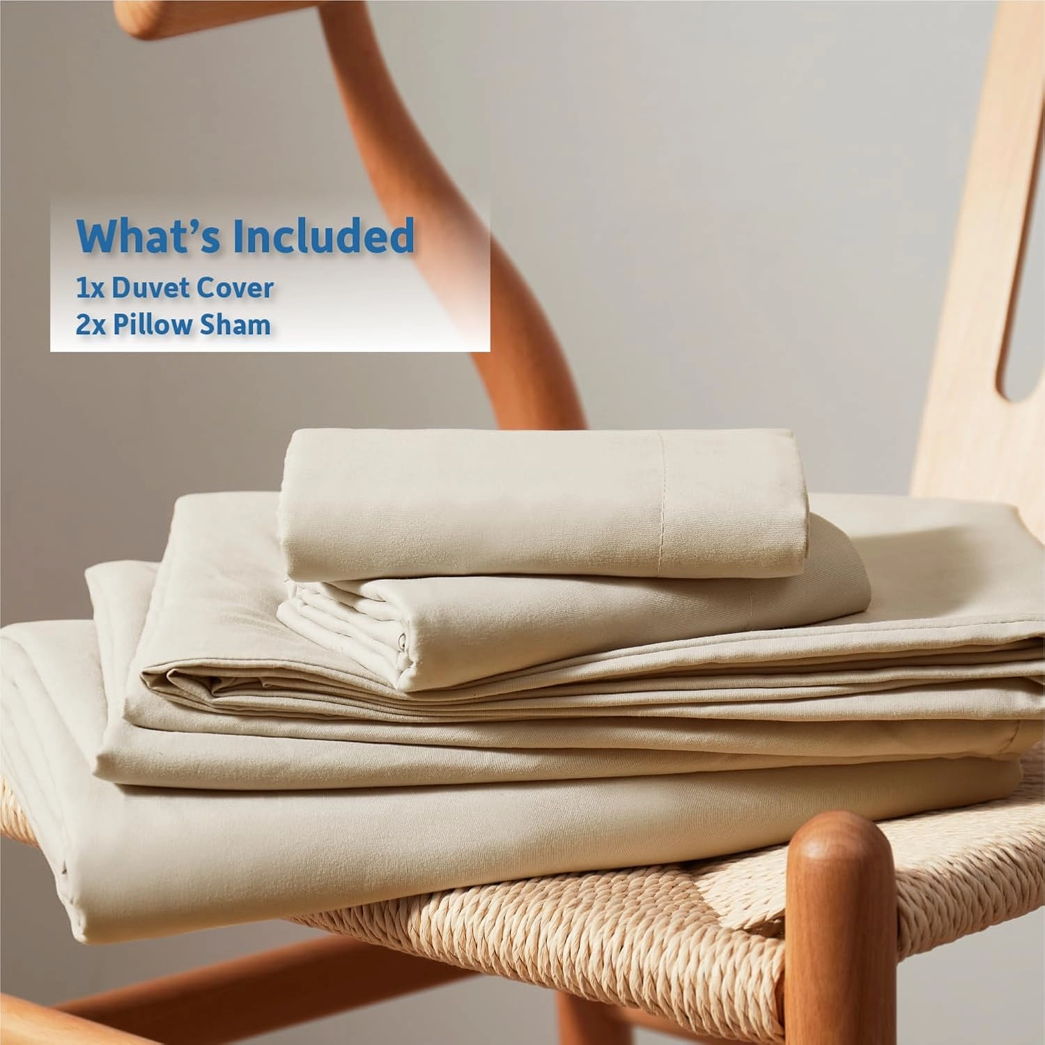 Nestl Beige Cream Duvet Cover Full Size - Soft Double Brushed Full Size Duvet Cover Set, 3 Piece, with Button Closure, 1 Duvet Cover 80x90 inches and 2 Pillow Shams