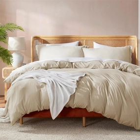 Nestl Beige Cream Duvet Cover Full Size - Soft Double Brushed Full Size Duvet Cover Set, 3 Piece, with Button Closure, 1 Duvet Cover 80x90 inches and 2 Pillow Shams