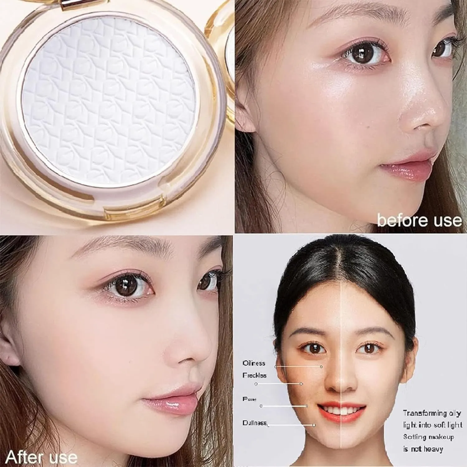 New Golden Diamond Face Powder, Summer Oil Control Pressed Powder, Matte Perfections Pressed Powder, Face Powder Compact, Setting Powder For Makeup Long Lasting (#03 Natural)