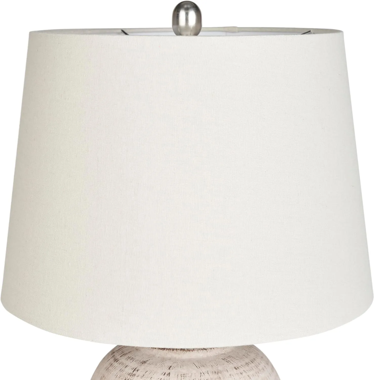 Nourison 23" Distressed Cream/Beige Rustic Ceramic Jar Table Lamp for Bedroom, Living Room, Dining Office, with Ivory Shade