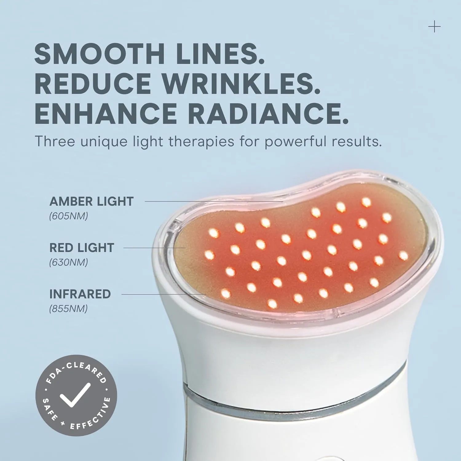 NuFACE Trinity  LED Red Light Wrinkle Reducer Attachment for Microcurrent Facial Device - FDA Cleared at Home 3-Minute Fine Lines and Wrinkles Treatment for Smile Lines, Under Eyes & Forehead