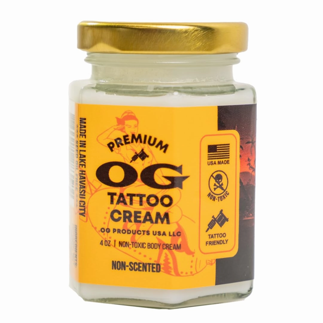 OG Face & Body Tattoo Cream All Natural Organic Tallow MCT Coconut Oil Tattoo Aftercare 90 Day Supply, Salve Tattoo Maintenance Made in USA Veteran Owned (4 Oz, 1 Pack)