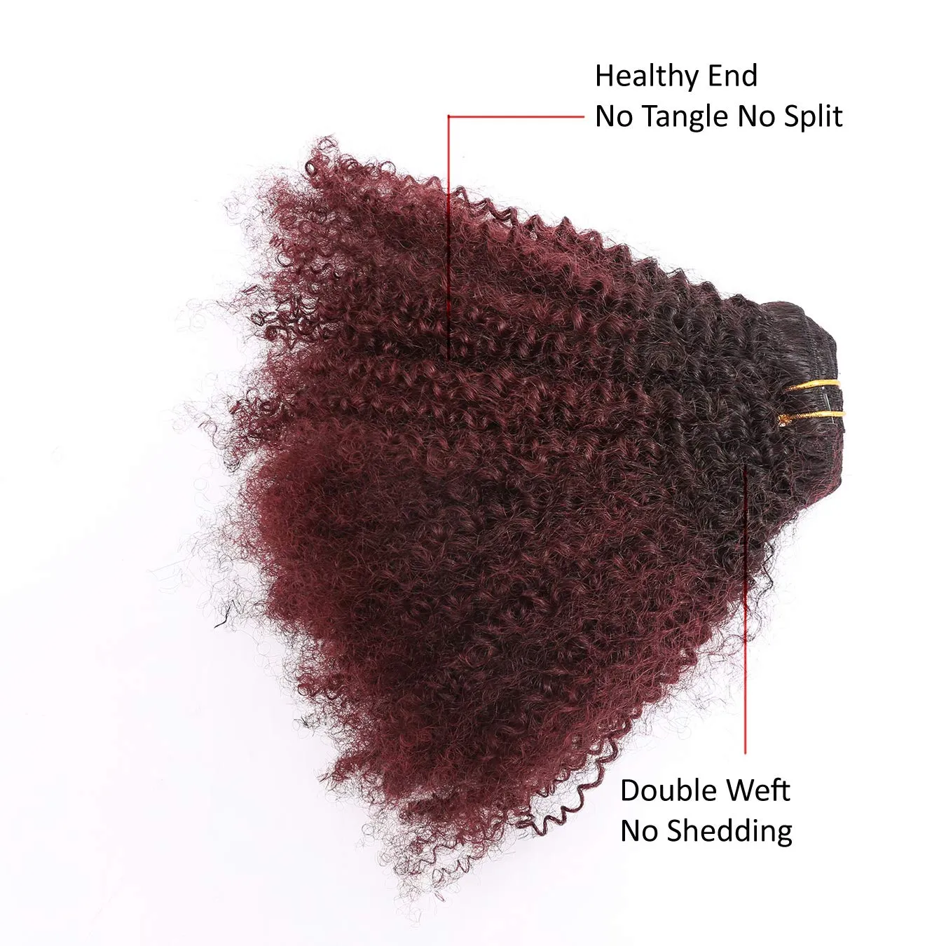 Ombre Curly Clip In Hair Extensions 4B 4C Afro Kinkys Curly Hair Extensions Clip In For Black Women 8A Virgin Natural Human Hair Full Head Kinky Hair Clip Ins Two Tone Ombre 120G #1b/99j AC 14Inch