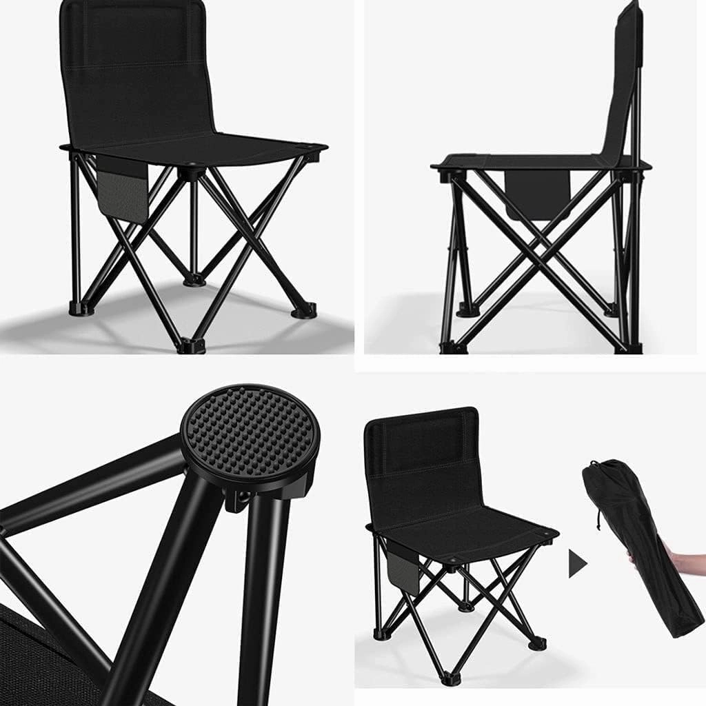 Outdoor Camp Chairs, Outdoor Folding Backrest Chair Portable Fishing Chair with Side Pocket Lightweight Leisure Chairs Padded Deck Chair Lawn Chairs Adults(C)