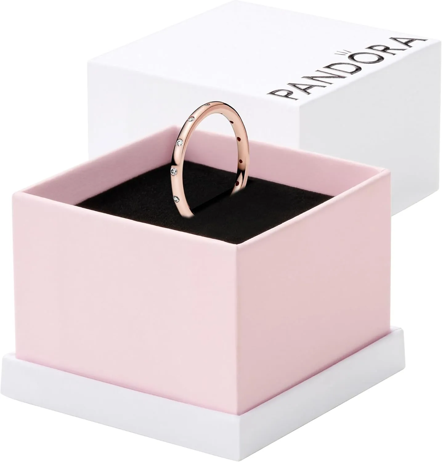 PANDORA Simple Sparkling Band Ring - 14k Gold Stackable Ring for Women - With Gift Box