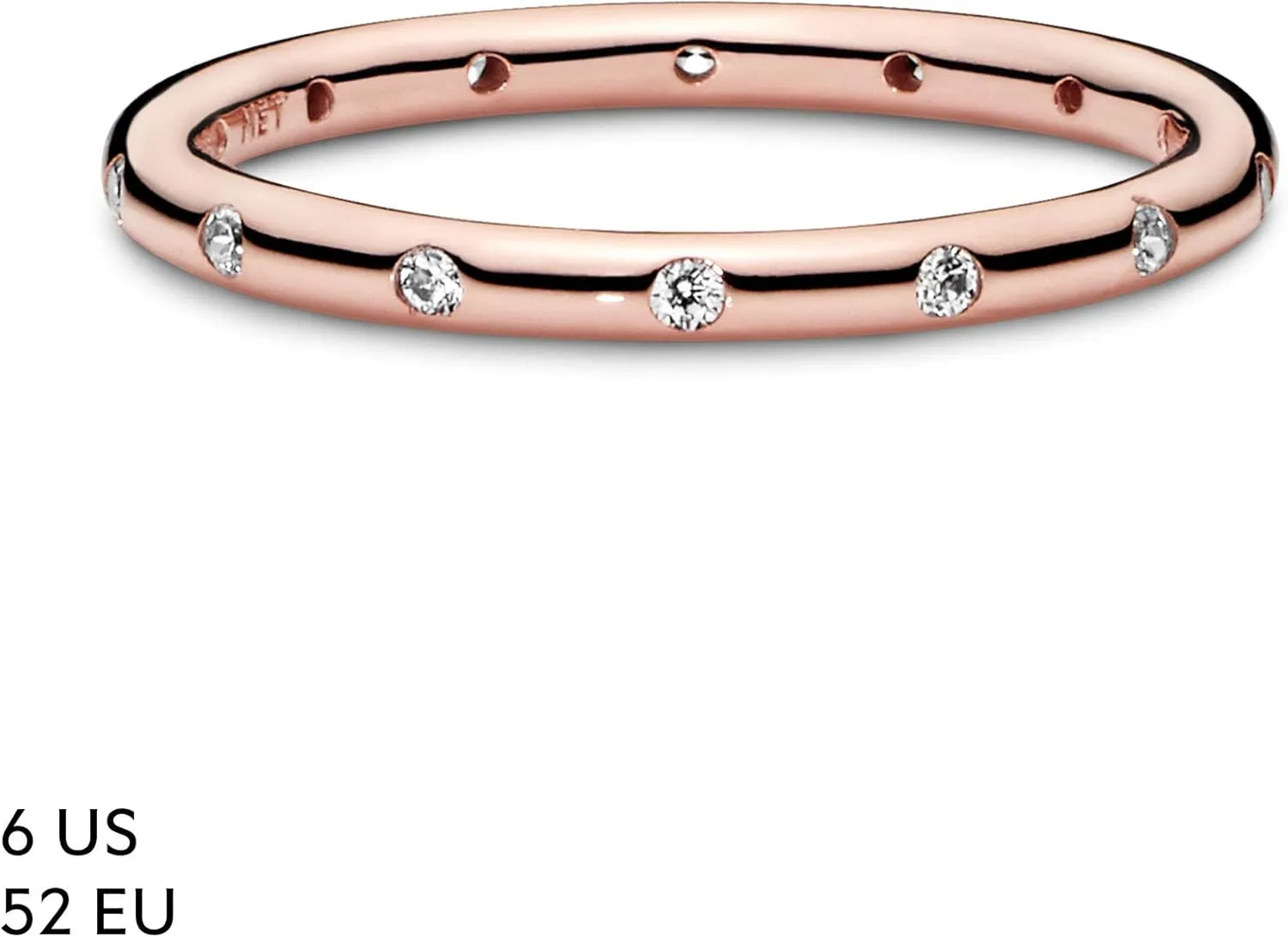 PANDORA Simple Sparkling Band Ring - 14k Gold Stackable Ring for Women - With Gift Box