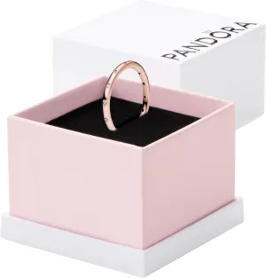 PANDORA Simple Sparkling Band Ring - 14k Gold Stackable Ring for Women - With Gift Box