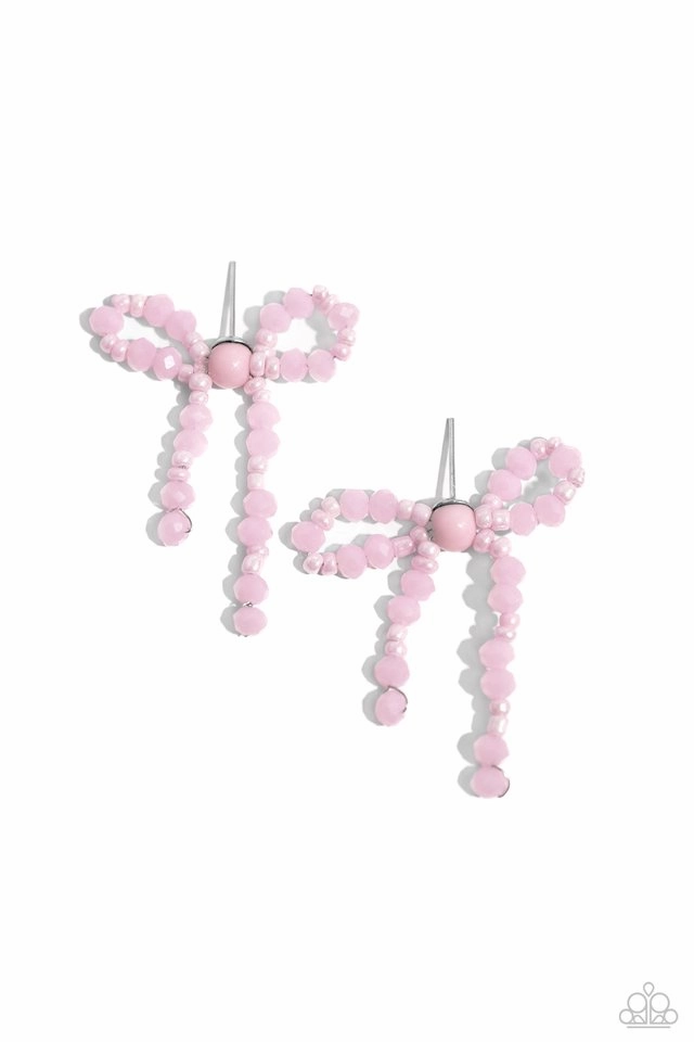 Paparazzi Earring ~ The BOW Must Go On - Pink