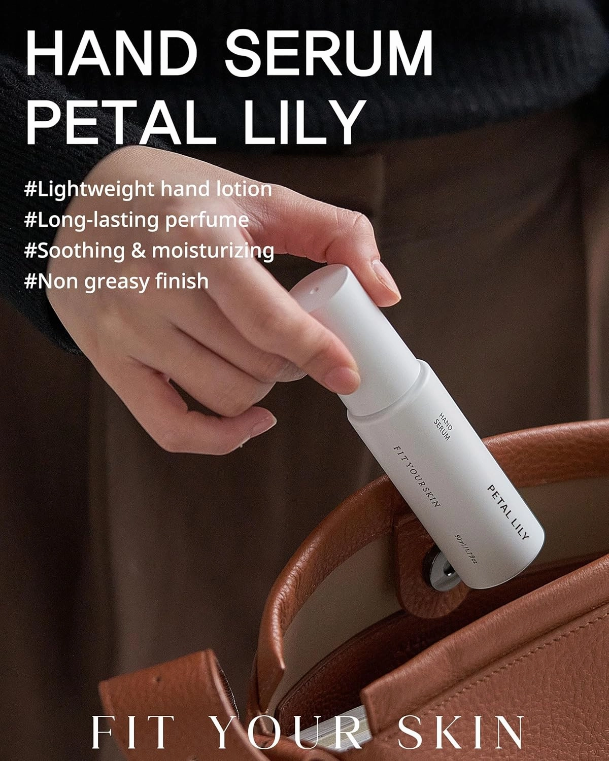 Perfumed Hand Serum #Petal Lily - Lightweight Hand Moisturizing Lotion - Triple Hyaluronic Acid & Camellia Flower Extract - Non Greasy, Non Sticky Finish - 1.7 fl.oz