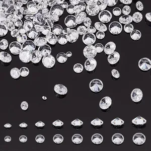 PH PandaHall Clear Cubic Zirconia Stone, 2400pcs 8 Sizes 0.8-2.5mm Small Loose CZ Diamond Stones Glass Pointed Back Rhinestone Faceted Cabochons Rhinestone for Ring Earring Bracelet Jewelry Making