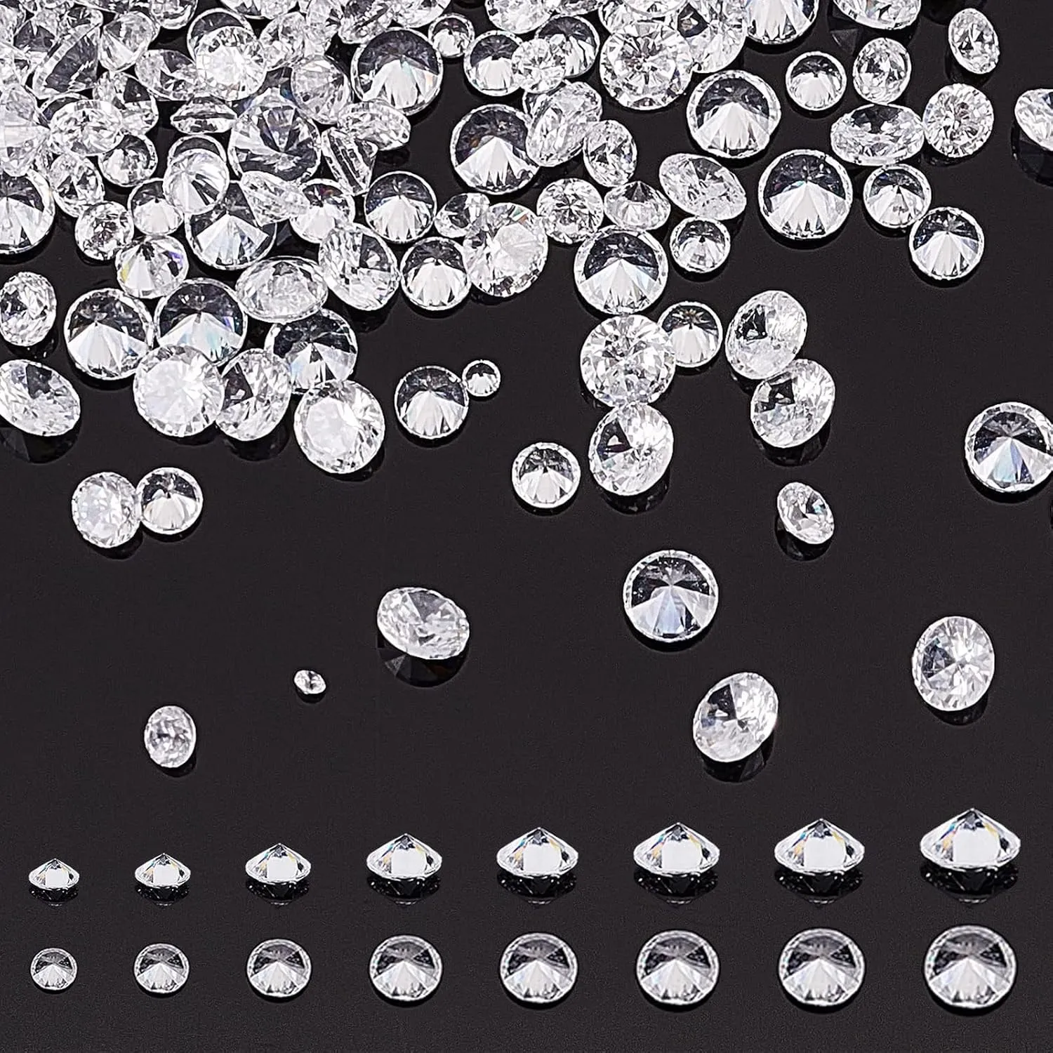 PH PandaHall Clear Cubic Zirconia Stone, 2400pcs 8 Sizes 0.8-2.5mm Small Loose CZ Diamond Stones Glass Pointed Back Rhinestone Faceted Cabochons Rhinestone for Ring Earring Bracelet Jewelry Making