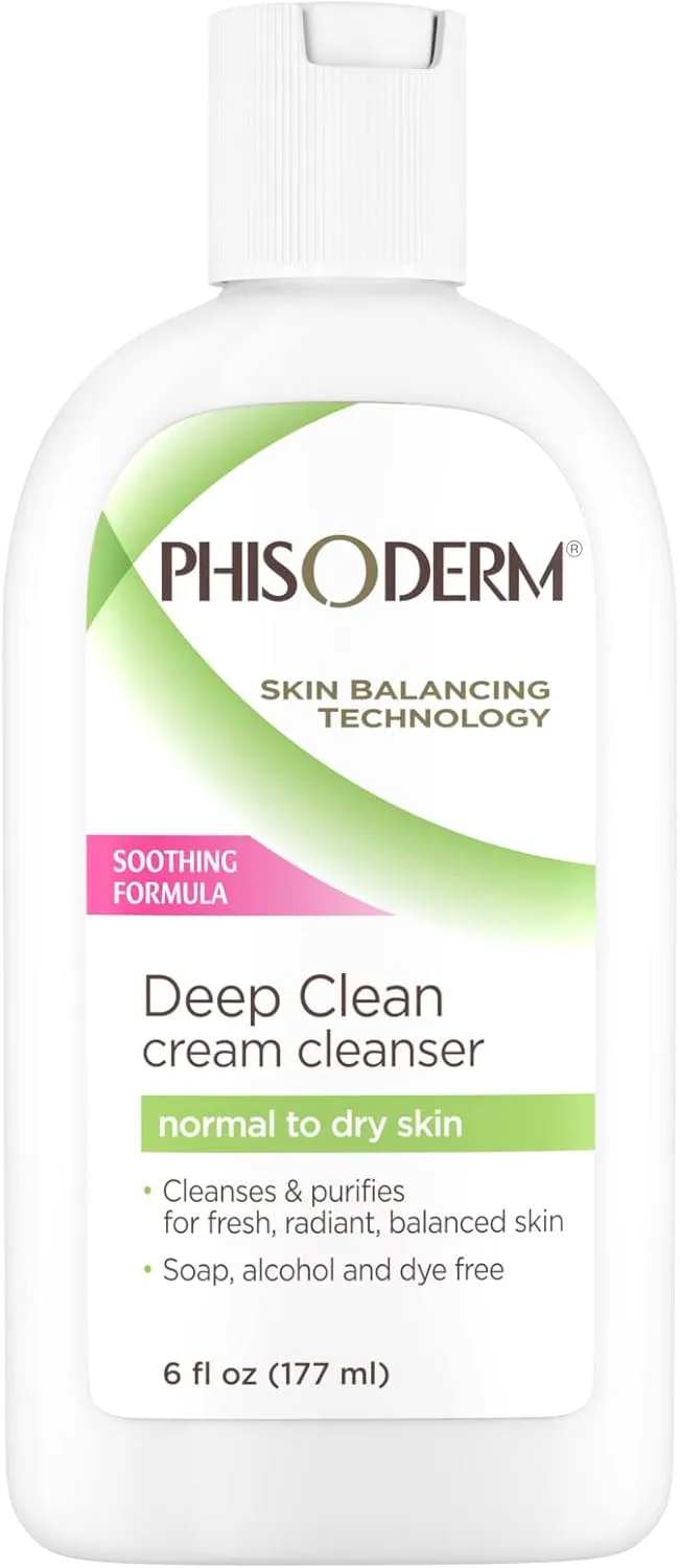 pHisoderm Deep Clean Cream Cleanser for Normal to Dry Skin, 6 fl oz Bottle (Pack of 6)