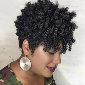PHOCAS 3Packs 10'' Short Crochet Hair Jumpy Wand Curl Weave Crochet Braids Afro Curl Synthetic Hair Extensions for Women (8mm) #1B