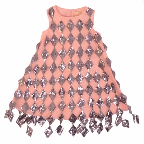 Pink Silver Silvery Designed Dress