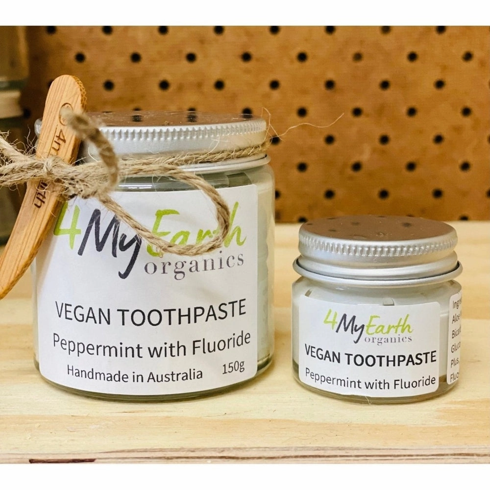 Plastic Free Natural Peppermint Toothpaste in Jar - with Fluoride