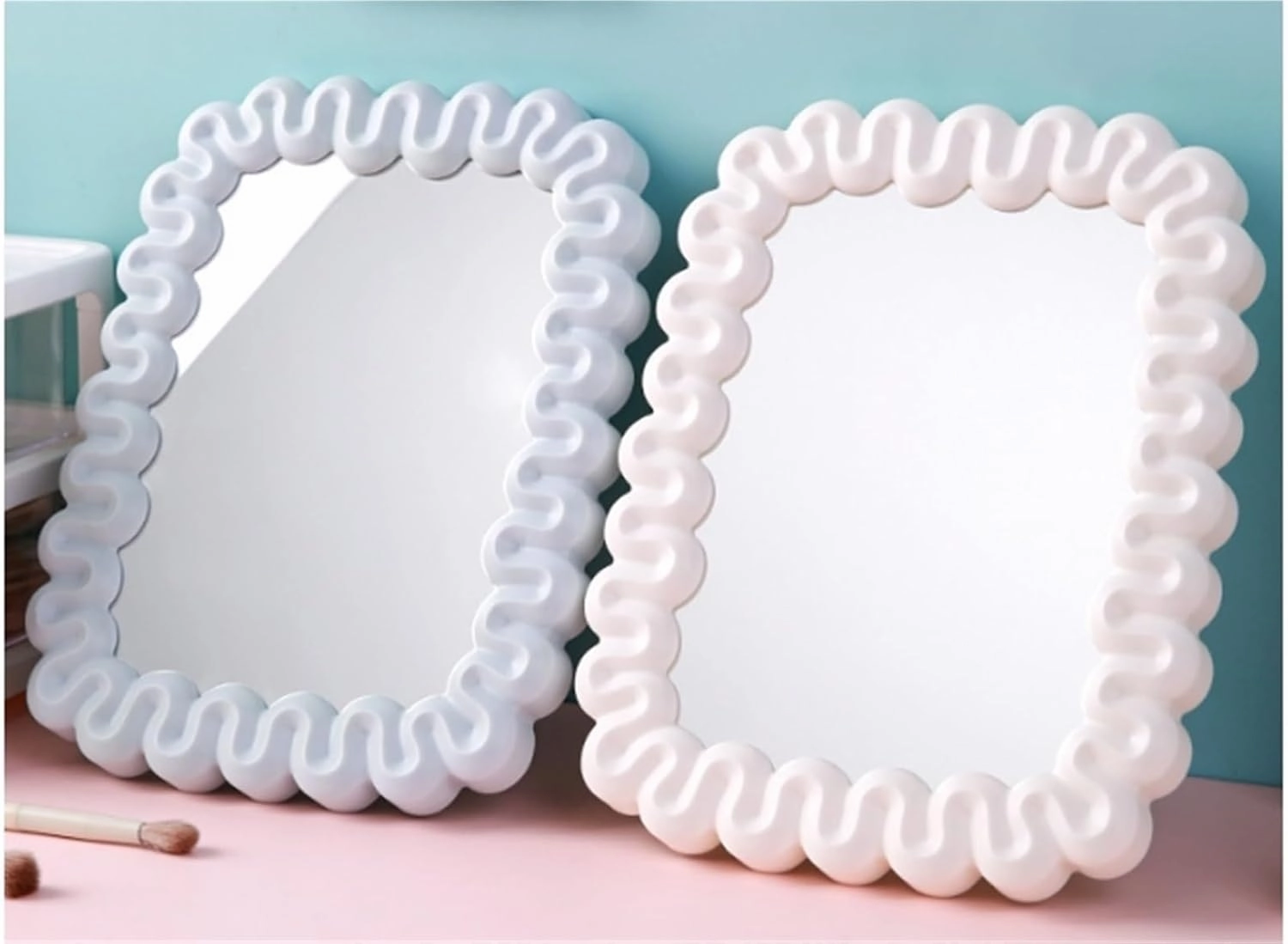 Plastic Mirror Cream Style Makeup Mirror Dormitory Student Desktop Mirror Portable Folding Single-Sided Mirror