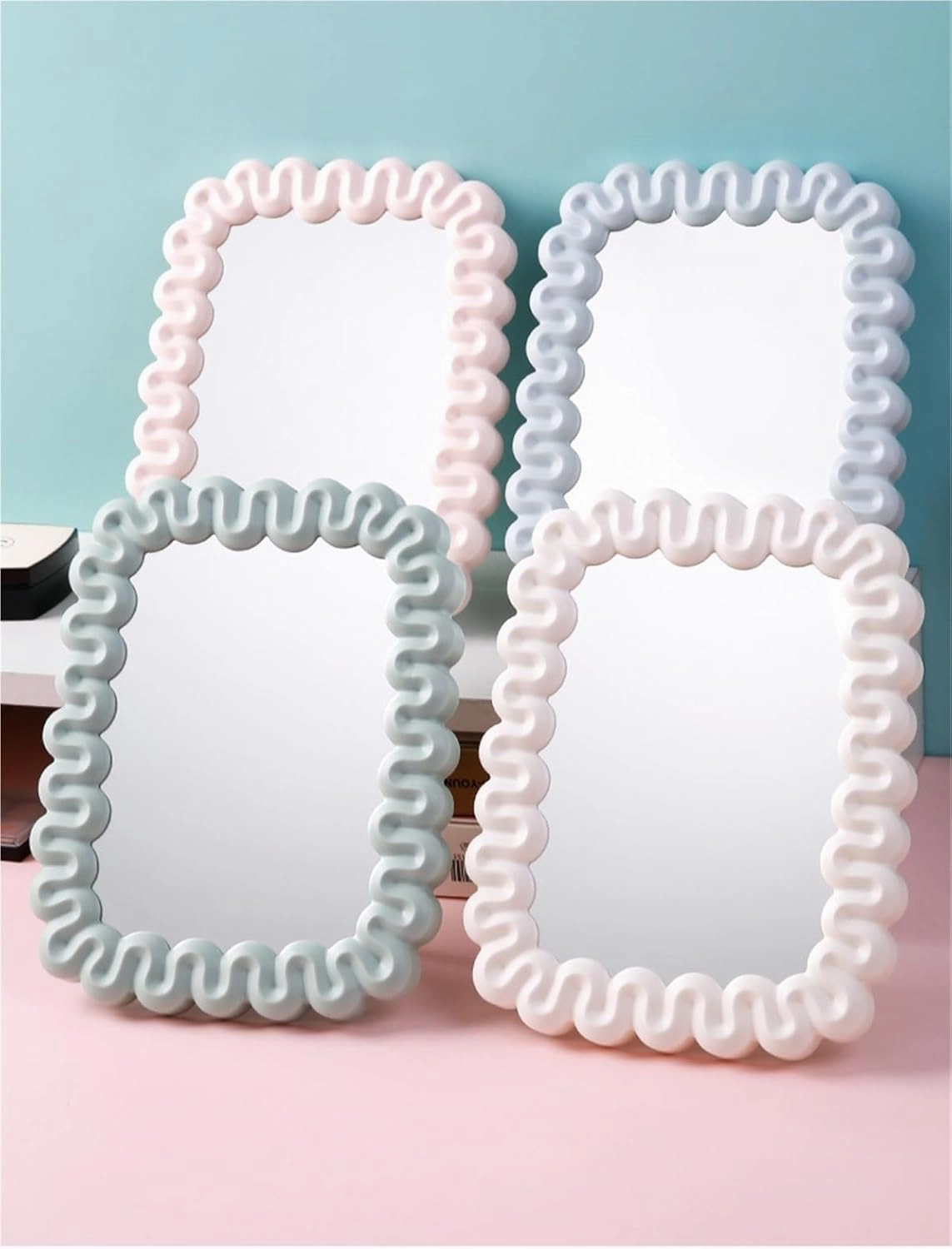 Plastic Mirror Cream Style Makeup Mirror Dormitory Student Desktop Mirror Portable Folding Single-Sided Mirror