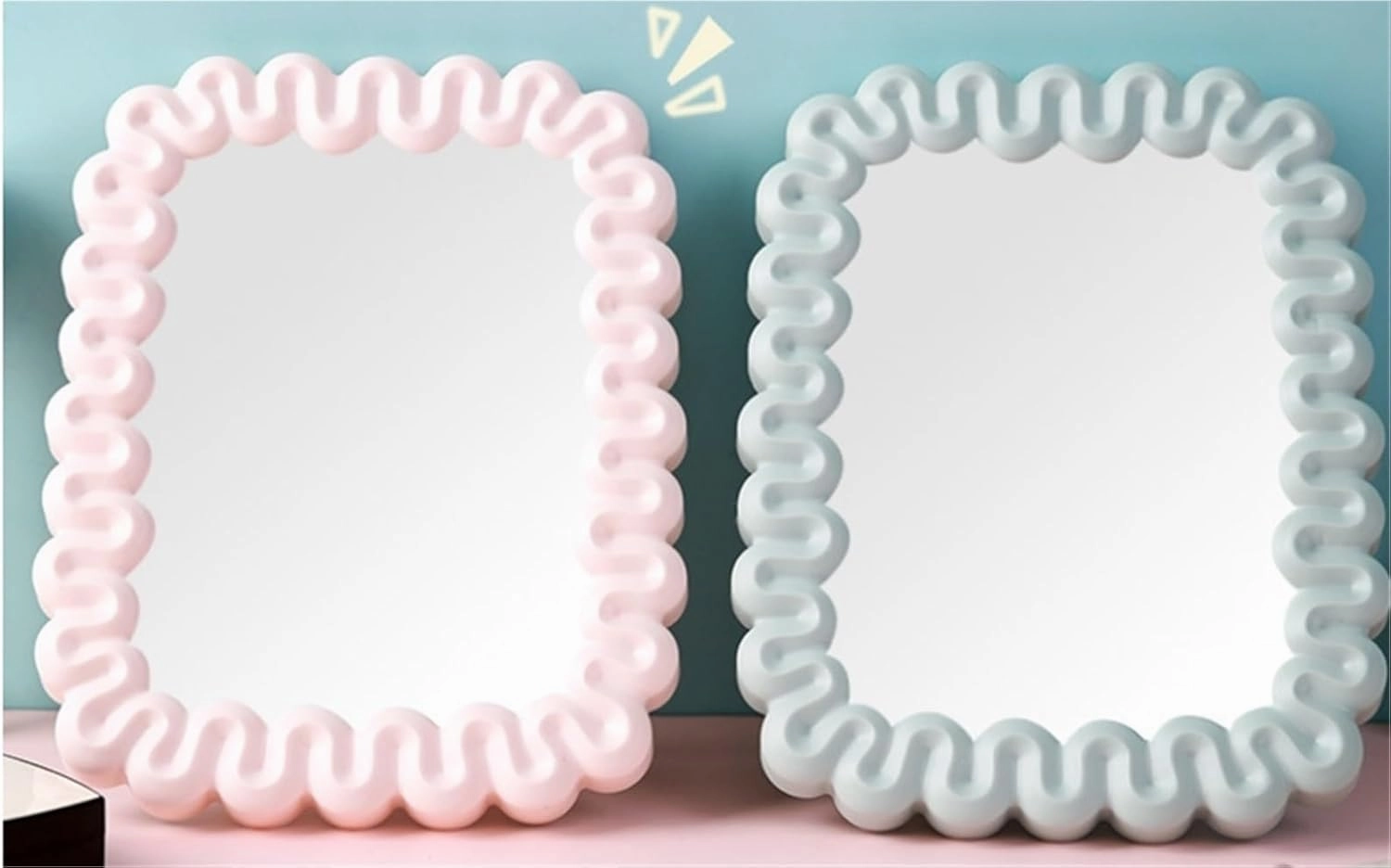 Plastic Mirror Cream Style Makeup Mirror Dormitory Student Desktop Mirror Portable Folding Single-Sided Mirror
