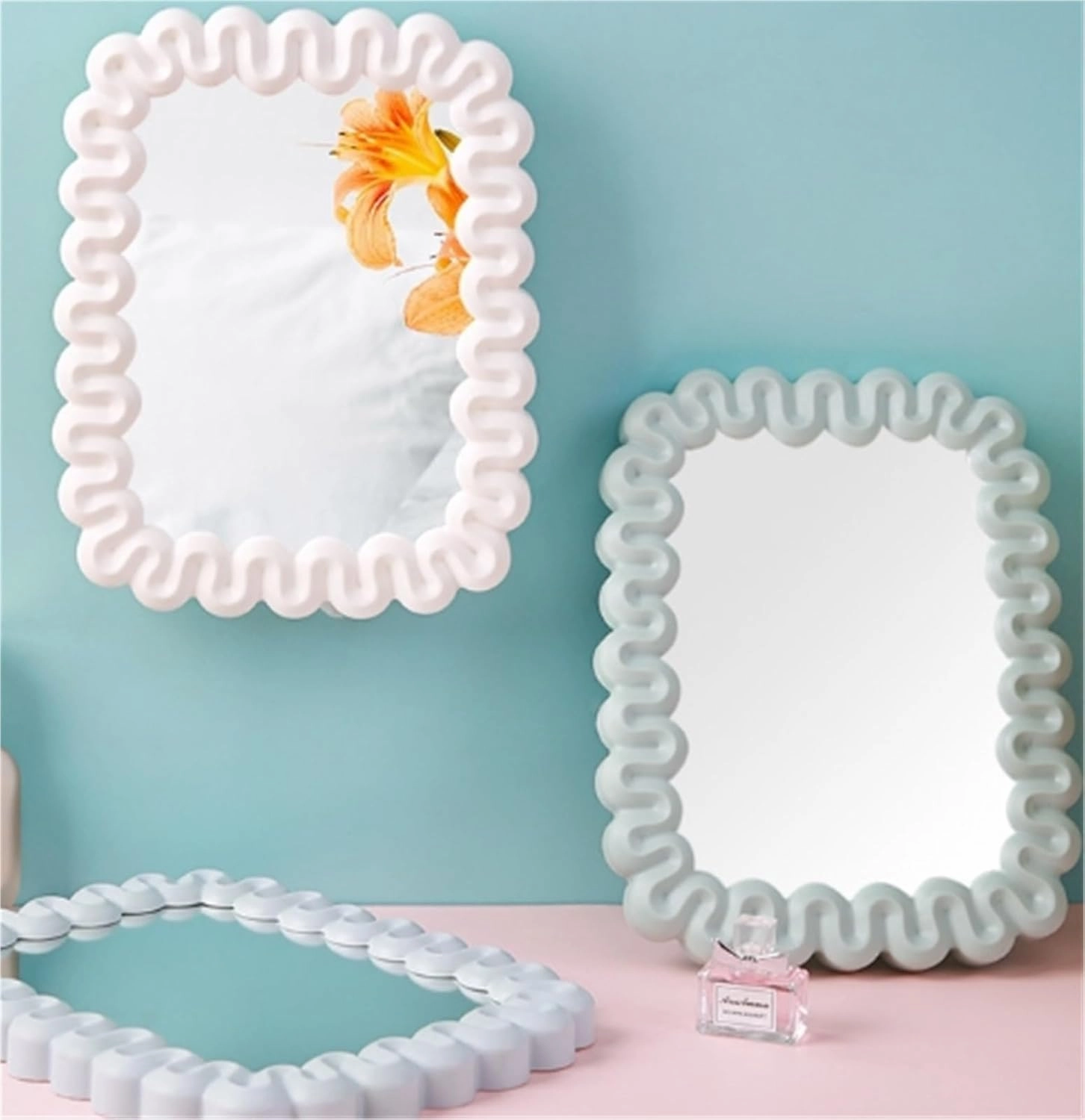 Plastic Mirror Cream Style Makeup Mirror Dormitory Student Desktop Mirror Portable Folding Single-Sided Mirror