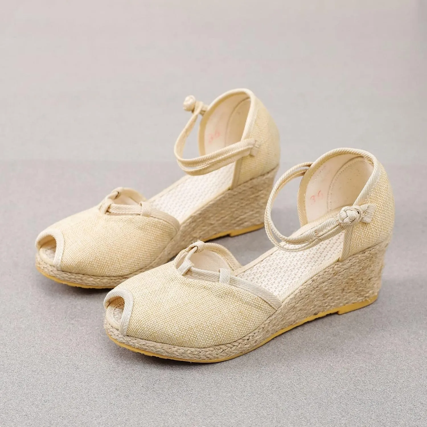 Platform Sandals Women Dressy Comfy Fish Mouth Closed Toe Ankle Buckle Strap Sandal Breathable Lightweight Espadrilles Sandals for Walking Comfort Wear Shoes Mid Heel Roman Style Summer Beach Wedges