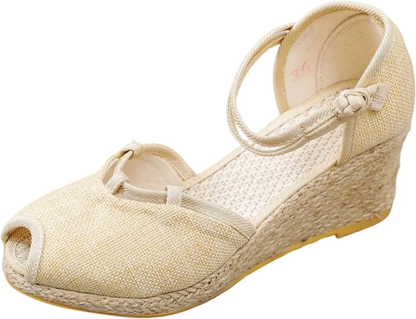 Platform Sandals Women Dressy Comfy Fish Mouth Closed Toe Ankle Buckle Strap Sandal Breathable Lightweight Espadrilles Sandals for Walking Comfort Wear Shoes Mid Heel Roman Style Summer Beach Wedges