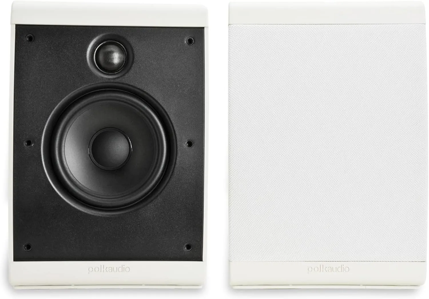 Polk Audio Signature Elite ES35 Center Channel Speaker, White-Washed & OWM3 Wall and Bookshelf Speakers, Paintable Grilles (Pair, White)