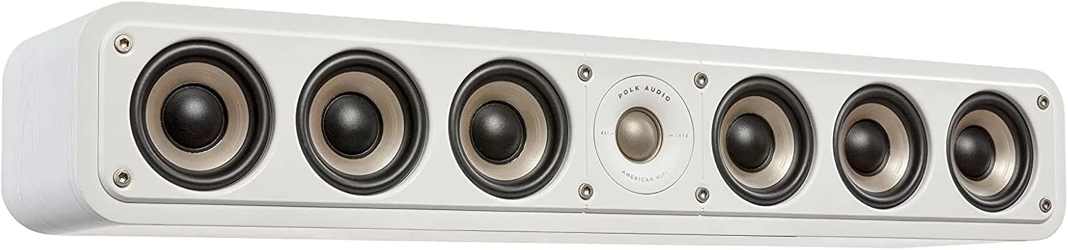 Polk Audio Signature Elite ES35 Center Channel Speaker, White-Washed & OWM3 Wall and Bookshelf Speakers, Paintable Grilles (Pair, White)