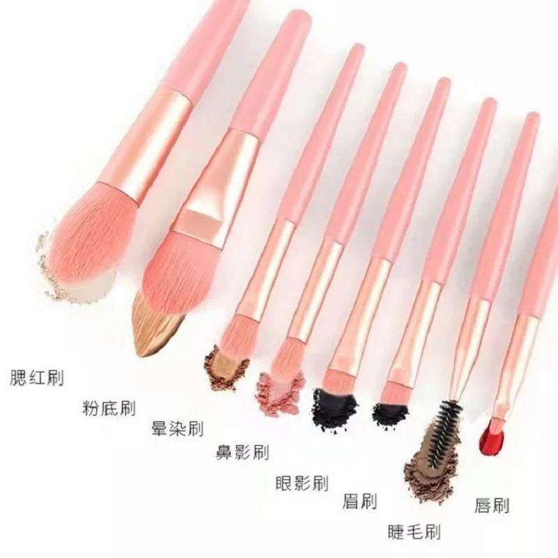 Portable 8Pcs Eyeshadow Foundation Blending Makeup Brush Soft Fluffy Cosmetics Concealer Makeup Brush Professional Make Up Tool