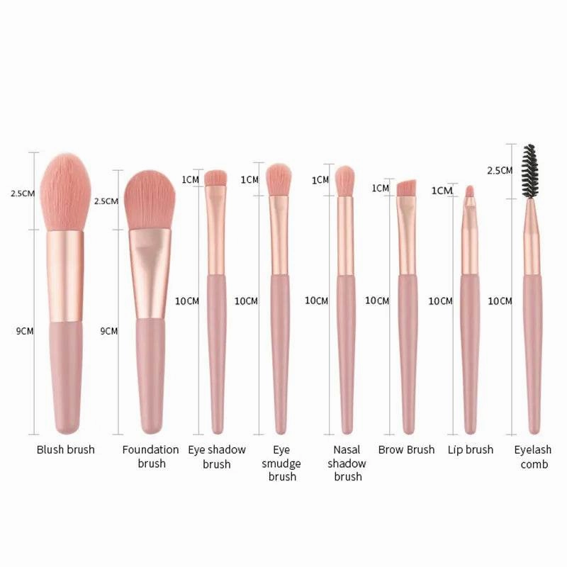 Portable 8Pcs Eyeshadow Foundation Blending Makeup Brush Soft Fluffy Cosmetics Concealer Makeup Brush Professional Make Up Tool