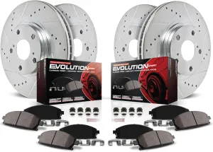 Power Stop K8006 Front and Rear Z23 Carbon Fiber Brake Pads with Drilled & Slotted Brake Rotors Kit For INFINITI Q50 2014-2022, INFINITI Q60 2017-2022 [Model Specific]
