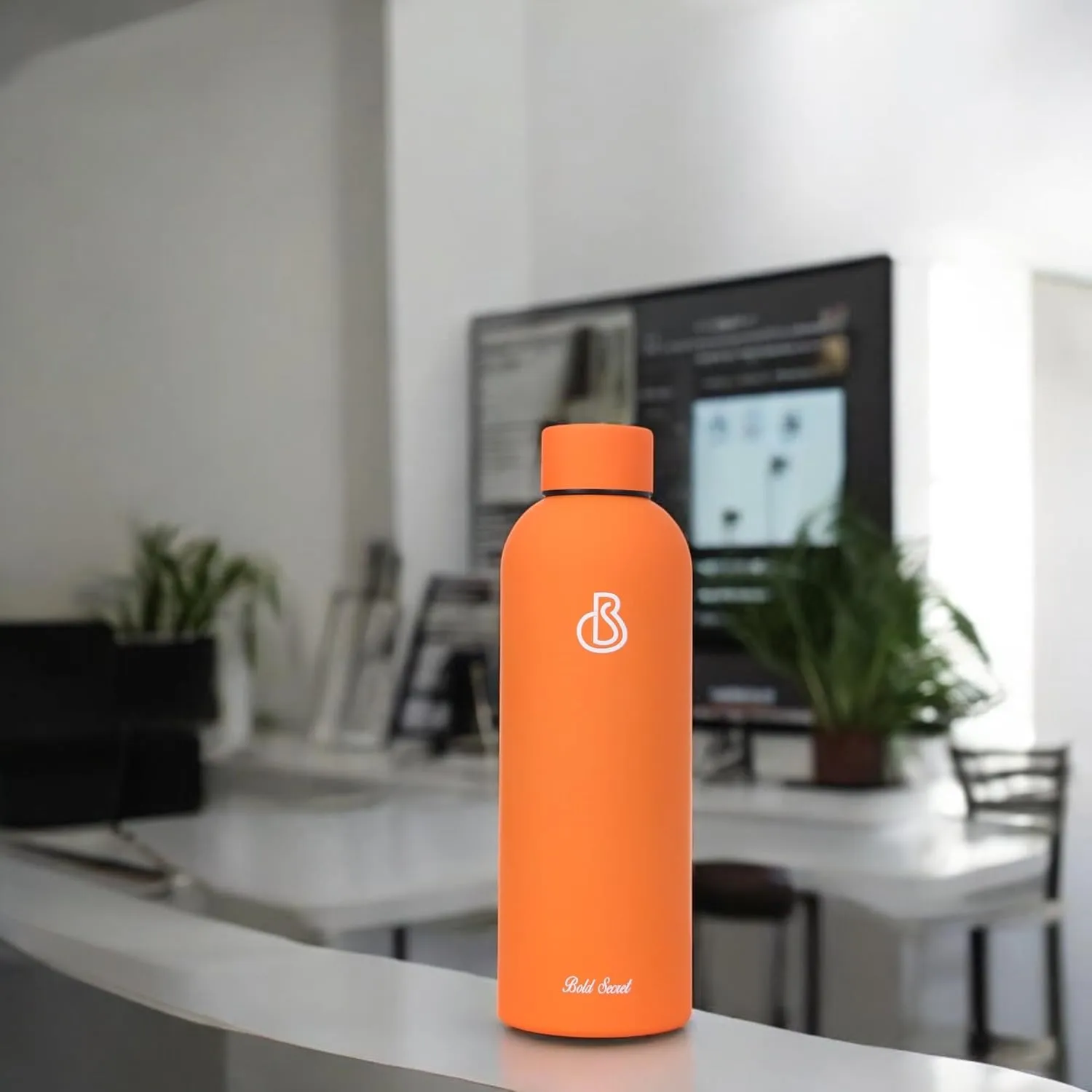 Premium Stainless Steel Flask Water Bottle -19oz, Insulated Double Wall Vacuum Flask, 304 Grade Heavy Duty Leak-Proof, Ideal for Hot and Cold Beverages, Gym, Travel (ORANGE)