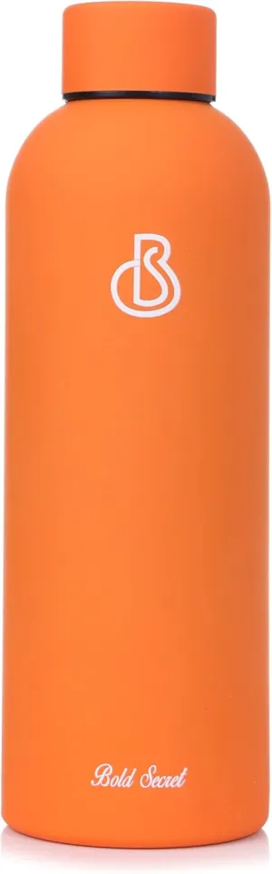 Premium Stainless Steel Flask Water Bottle -19oz, Insulated Double Wall Vacuum Flask, 304 Grade Heavy Duty Leak-Proof, Ideal for Hot and Cold Beverages, Gym, Travel (ORANGE)