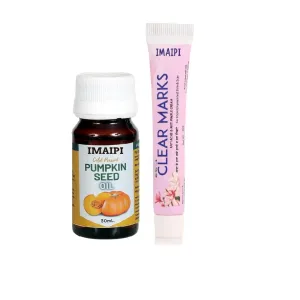 Pumpkin Seed Oil 30mL and Clear Marks Anti-Acne Face Cream 20g, Skin & Hair Care Combo