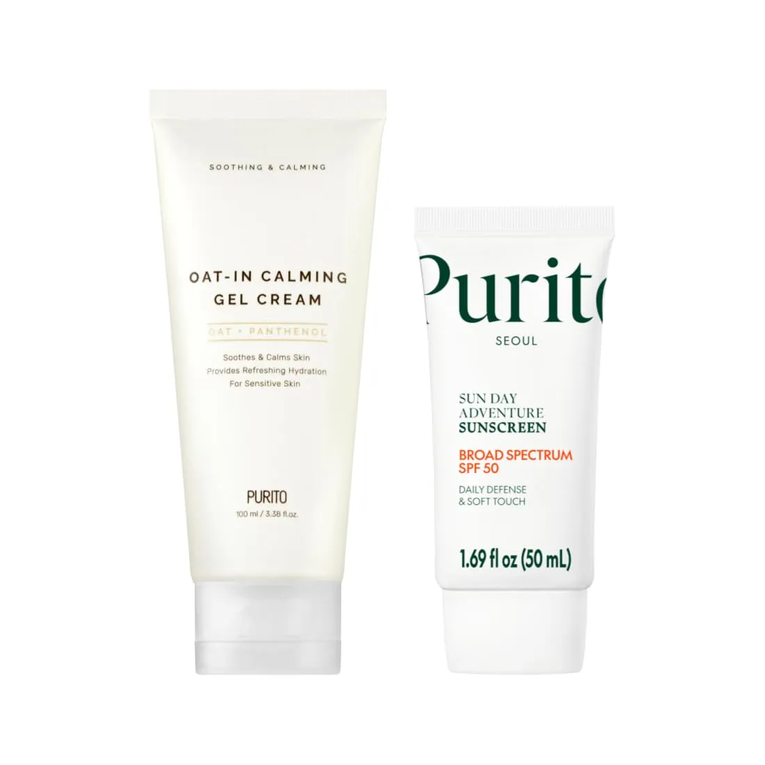 PURITO Oat-in Calming Gel Cream Sun Day Adventure Korean Sunscreen Smoothest Lightest Texture Broad Spectrum SPF 50 No White Cast