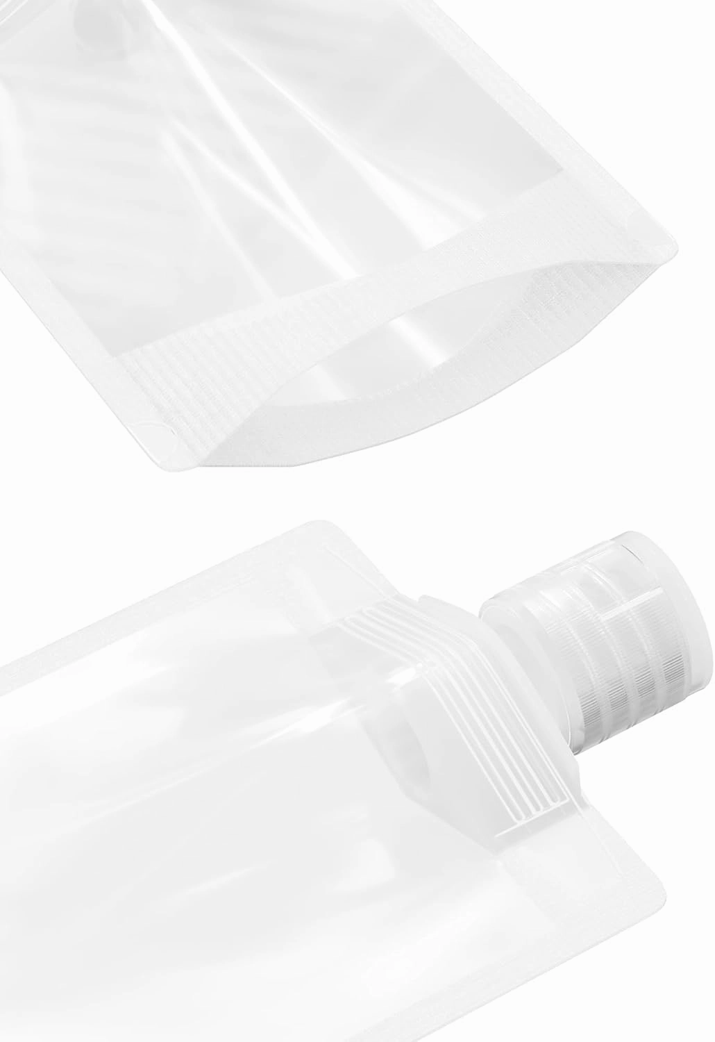 QQ Studio 50 Refillable Empty Travel Pouches for Toiletries Squeeze Pouch with Clear Flip Top Cap for Makeup, Gel, Cream, Moisturizer, Shampoo, Conditioner (Frosted Translucent, 1.69 oz)